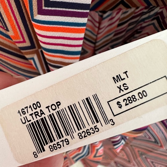 Silk blouse top with tie printed TRINA TURK - Picture 2 of 7